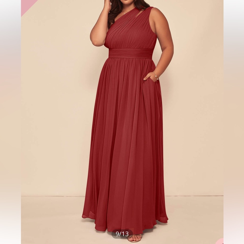 Azazie Bridesmaids dress, never worn. Color: Rust size: A22 unaltered